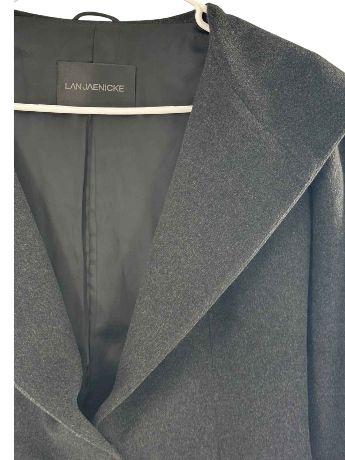 Lan Jaenicke Women's Wool Hooded Blazer Jacket Size Medium Charcoal Gray — image 2 of 8